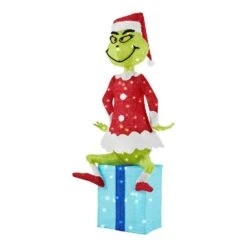 5 Ft 3D Holiday Grinch Lighted Tinsel Yard Sculpture -Northlight Shop christmas yard decorations 21gm11501 40 1000