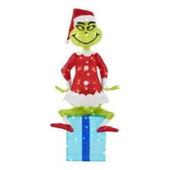 5 Ft 3D Holiday Grinch Lighted Tinsel Yard Sculpture