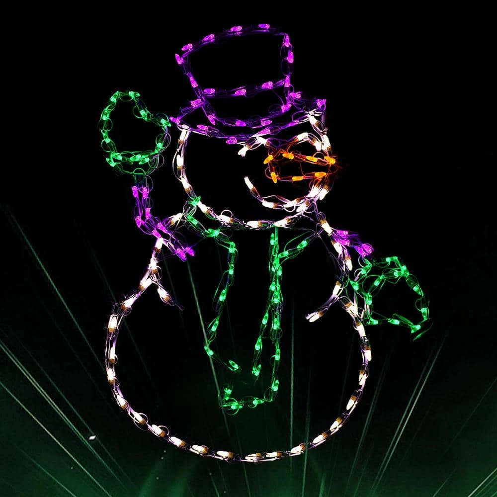 35 In. LED Waving Snowman Metal Framed Holiday Decor 1 35 In. LED Waving Snowman Metal Framed Holiday Decor
