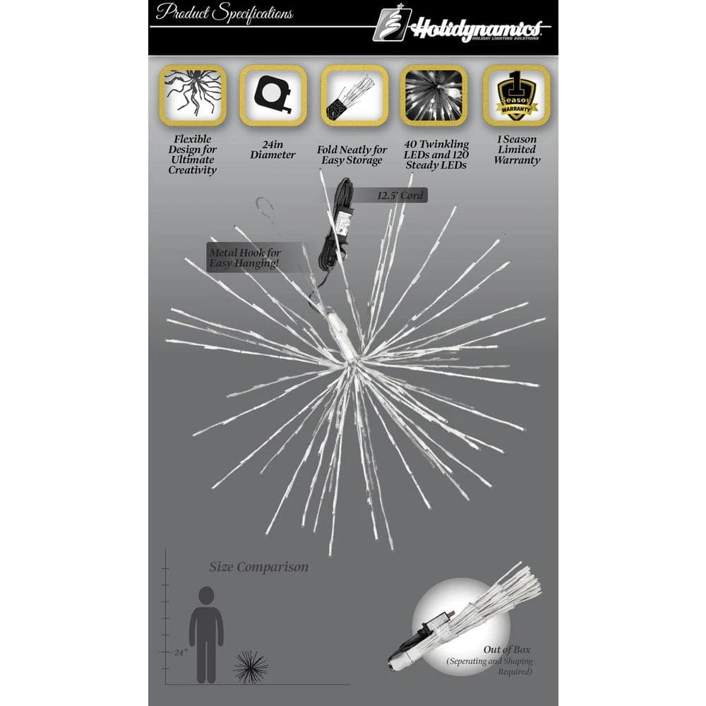 24 In. Red And Pure White LED Dual Tone Christmas Spritzer 4 24 In. Red And Pure White LED Dual Tone Christmas Spritzer - Image 4