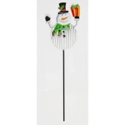 16 In. Iron Snowman Christmas Holiday Outdoor Pick Yard Stake, Set Of 3