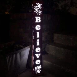 40 In. Red Believe Outdoor Lighted Pillar -Northlight Shop christmas yard decorations 909602 31 1000