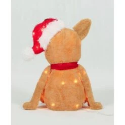 22 In. Tall Lighted Christmas Plush Tinsel Sitting Bulldog With Hat Yard Sculpture -Northlight Shop christmas yard decorations es 67959 44 1000