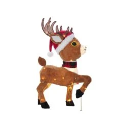 36 In. Tall UL LED Lighted Christmas Plush Tinsel Reindeer Sculpture -Northlight Shop christmas yard decorations es 69290 44 1000