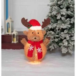 31.25in Pop-Up Fluffy Moose Sculpture -Northlight Shop christmas yard decorations es 99276 31 1000