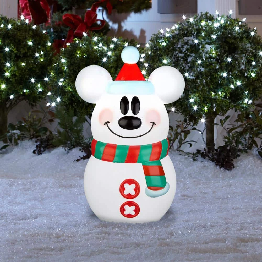 23.62 In. H X 9.25 In. W X 14.57 In. L Christmas Lighted Blow Mold Outdoor Decor-Stylized Mickey Mouse Snowman 3 23.62 In. H X 9.25 In. W X 14.57 In. L Christmas Lighted Blow Mold Outdoor Decor-Stylized Mickey Mouse Snowman - Image 3