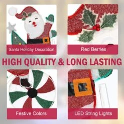 36 In. Multi-Color Fabric Yard Sculpture Christmas Santa On Peppermint Bike Holiday Decoration -Northlight Shop christmas yard decorations whhd1793 d4 1000