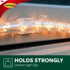 COMMAND Outdoor Rope Light Clips, Clear, Damage Free Decorating, 12 Clips And 16 Strips -Northlight Shop command christmas light accessories 17301clraw es 40 1000