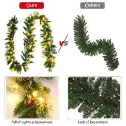 9 Ft. Battery Operated Pre-Lit LED Artificial Fall Garland With 50 LED Lights -Northlight Shop costway christmas garland ms2j 2831 44 1000
