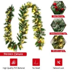9 Ft. Battery Operated Pre-Lit LED Artificial Fall Garland With 50 LED Lights -Northlight Shop costway christmas garland ms2j 2831 c3 1000