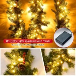 9 Ft. Battery Operated Pre-Lit LED Artificial Fall Garland With 100 LED Lights And Timer 13 9 Ft. Battery Operated Pre-Lit LED Artificial Fall Garland With 100 LED Lights And Timer -Northlight Shop costway christmas garland ms2j wr98 44 1000