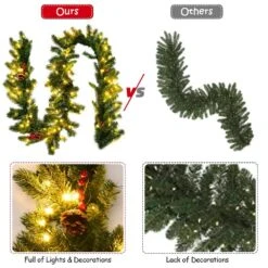 9 Ft. Battery Operated Pre-Lit LED Artificial Fall Garland With 100 LED Lights And Timer 14 9 Ft. Battery Operated Pre-Lit LED Artificial Fall Garland With 100 LED Lights And Timer -Northlight Shop costway christmas garland ms2j wr98 fa 1000