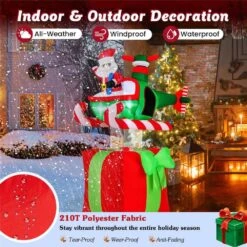 5 Ft. X 6 Ft. Christmas Inflatables Santa Claus With Helicopter On Gift Box -Northlight Shop costway christmas inflatables hcst04460 76 1000