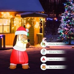 5 Ft. Pre-Lit LED Lights Christmas Dog Christmas Inflatable With Waterproof Fan -Northlight Shop costway christmas inflatables ms2j 2881u1 1f 1000