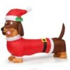 5 Ft. Pre-Lit LED Lights Christmas Dog Christmas Inflatable With Waterproof Fan