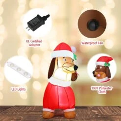 5 Ft. Pre-Lit LED Lights Christmas Dog Christmas Inflatable With Waterproof Fan -Northlight Shop costway christmas inflatables ms2j 2881u1 76 1000
