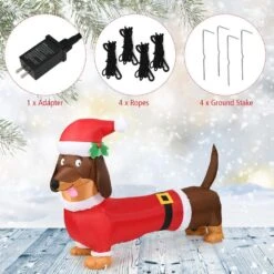 5 Ft. Pre-Lit LED Lights Christmas Dog Christmas Inflatable With Waterproof Fan -Northlight Shop costway christmas inflatables ms2j 2881u1 fa 1000