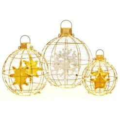 1.75 Ft. 732-Count Bright LED Lights Gold Christmas Lantern Balls Ornaments Yard Decoration