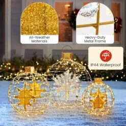 1.75 Ft. 732-Count Bright LED Lights Gold Christmas Lantern Balls Ornaments Yard Decoration 16 1.75 Ft. 732-Count Bright LED Lights Gold Christmas Lantern Balls Ornaments Yard Decoration -Northlight Shop costway christmas novelty lights hcst04665 76 1000