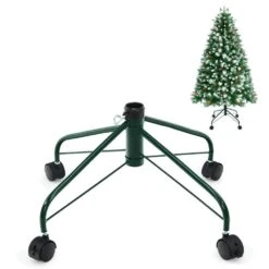 Metal Christmas Tree Stand With Rolling Wheels For Tree Up To 7 Ft. Tall -Northlight Shop costway christmas tree stands ms2j 3189gn 4f 1000