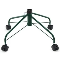 Metal Christmas Tree Stand With Rolling Wheels For Tree Up To 7 Ft. Tall