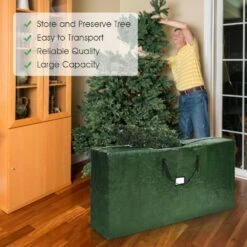 Green Artificial Tree Storage Bag For Trees Up To 9 Ft. Tall 10 Green Artificial Tree Storage Bag For Trees Up To 9 Ft. Tall -Northlight Shop costway christmas tree storage ghm0326 4f 1000