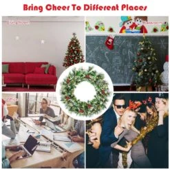 24 In. Pre-Lit Flocked Artificial Christmas Spruce Wreath With 50 LED Lights And Timer -Northlight Shop costway christmas wreaths ms2j wr91 44 1000