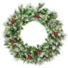 24 In. Pre-Lit Flocked Artificial Christmas Spruce Wreath With 50 LED Lights And Timer -Northlight Shop costway christmas wreaths ms2j wr91 64 1000
