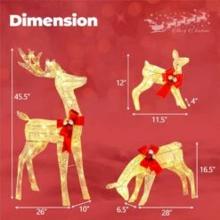 45.5 In. Height 3 PCS Lighted Reindeer Family Set Pre-lit Christmas Decoration With 230 LED Lights -Northlight Shop costway christmas yard decorations cm24244us 1f 1000