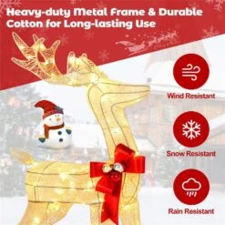 45.5 In. Height 3 PCS Lighted Reindeer Family Set Pre-lit Christmas Decoration With 230 LED Lights -Northlight Shop costway christmas yard decorations cm24244us 66 1000