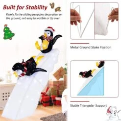 4 Ft. Pre-Lit Christmas Penguin Ice Skating Decoration With Snowy Slide And LED Lights -Northlight Shop costway christmas yard decorations cm24281us 1d 1000