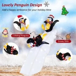 4 Ft. Pre-Lit Christmas Penguin Ice Skating Decoration With Snowy Slide And LED Lights -Northlight Shop costway christmas yard decorations cm24281us 76 1000