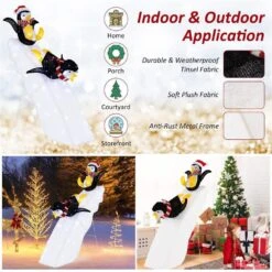 4 Ft. Pre-Lit Christmas Penguin Ice Skating Decoration With Snowy Slide And LED Lights -Northlight Shop costway christmas yard decorations cm24281us fa 1000