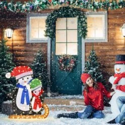 44 In. Lighted Standing Penguins Artificial Christmas Decoration Pre-Lit 80 LED Bulbs -Northlight Shop costway christmas yard decorations eu 10n021ca 1f 1000