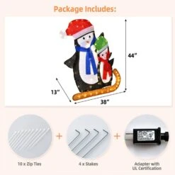 44 In. Lighted Standing Penguins Artificial Christmas Decoration Pre-Lit 80 LED Bulbs -Northlight Shop costway christmas yard decorations eu 10n021ca c3 1000