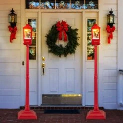 61 In. Red Christmas Street Lamp With Detachable Snow Globe Lantern Street Light Inside -Northlight Shop costway christmas yard decorations hcst04428 76 1000