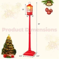 61 In. Red Christmas Street Lamp With Detachable Snow Globe Lantern Street Light Inside -Northlight Shop costway christmas yard decorations hcst04428 c3 1000