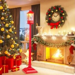 61 In. Red Christmas Street Lamp With Detachable Snow Globe Lantern Street Light Inside -Northlight Shop costway christmas yard decorations hcst04428 e1 1000