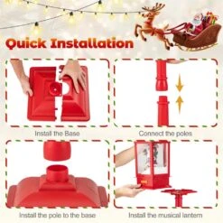 61 In. Red Christmas Street Lamp With Detachable Snow Globe Lantern Street Light Inside -Northlight Shop costway christmas yard decorations hcst04428 fa 1000