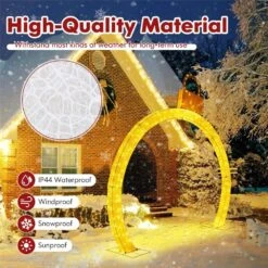 10.5 Ft. Christmas Pre-Lit Arch With Gold Ornament Cap 300 Warm White LED Lights 17 10.5 Ft. Christmas Pre-Lit Arch With Gold Ornament Cap 300 Warm White LED Lights -Northlight Shop costway christmas yard decorations hcst04463 76 1000
