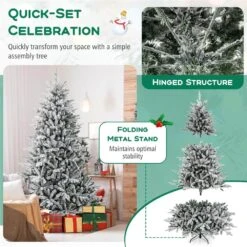 7 Ft. Multi Prelit LED Flocked Full Clastic Artificial Christmas Tree With 350 Multi-Function Cool Multi-Color Lights -Northlight Shop costway pre lit christmas trees hcst03323 44 1000