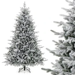 7 Ft. Multi Prelit LED Flocked Full Clastic Artificial Christmas Tree With 350 Multi-Function Cool Multi-Color Lights -Northlight Shop costway pre lit christmas trees hcst03323 66 1000