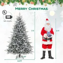 7 Ft. Multi Prelit LED Flocked Full Clastic Artificial Christmas Tree With 350 Multi-Function Cool Multi-Color Lights -Northlight Shop costway pre lit christmas trees hcst03323 c3 1000