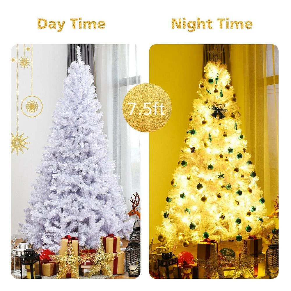 7.5 Ft. White Unlit Hinged Artificial Christmas Tree Pine Tree With 1346 Tips 6 7.5 Ft. White Unlit Hinged Artificial Christmas Tree Pine Tree With 1346 Tips - Image 6