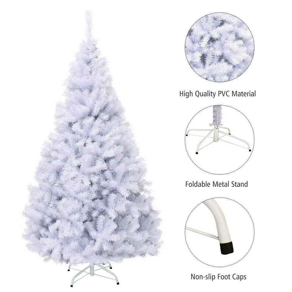 7.5 Ft. White Unlit Hinged Artificial Christmas Tree Pine Tree With 1346 Tips 7 7.5 Ft. White Unlit Hinged Artificial Christmas Tree Pine Tree With 1346 Tips - Image 7
