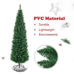 6 Ft. PVC Unlit Slim Pencil Artificial Christmas Tree With Stand Home Holiday Slim Green -Northlight Shop costway unlit christmas trees ghm0300 fa 1000