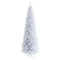 7 Ft. Un-Lit Slim Artificial Christmas Tree Pencil With Metal Stand White