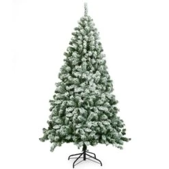 6 Ft. Unlit Snow Flocked Hinged Pine Artificial Christmas Tree With 928 Branch Tips