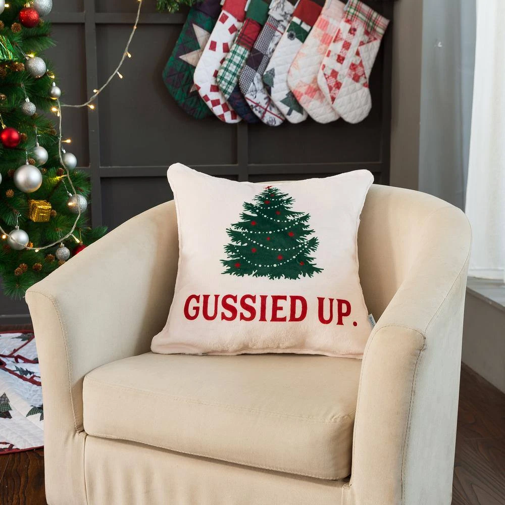 50 In. X 60 In. Polyester Microfiber Gussied Up Christmas Throw With 18 In. Square Pillow 3 50 In. X 60 In. Polyester Microfiber Gussied Up Christmas Throw With 18 In. Square Pillow - Image 3