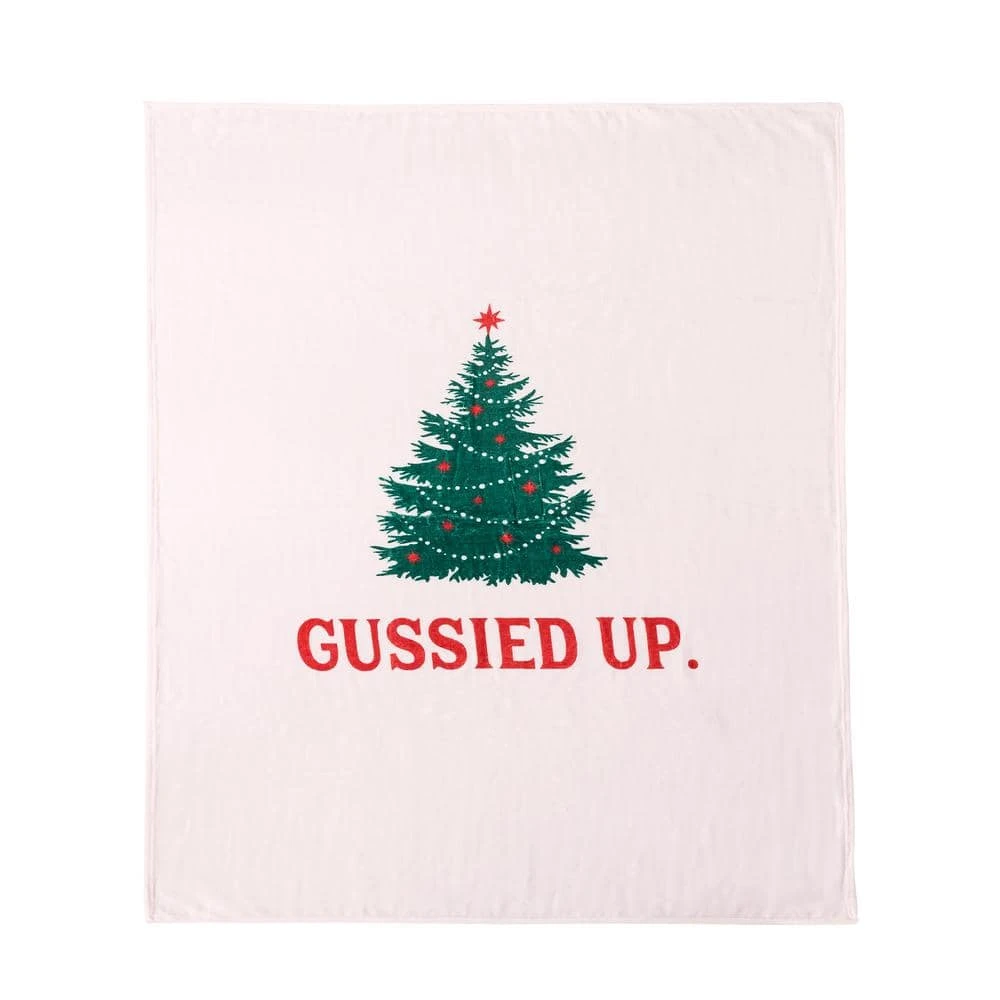 50 In. X 60 In. Polyester Microfiber Gussied Up Christmas Throw With 18 In. Square Pillow 1 50 In. X 60 In. Polyester Microfiber Gussied Up Christmas Throw With 18 In. Square Pillow